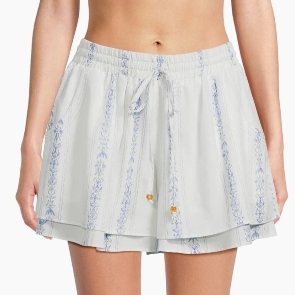 Sancia Flora Tia Striped Linen Tencel Blend Shorts Size XS Coastal Resortwear